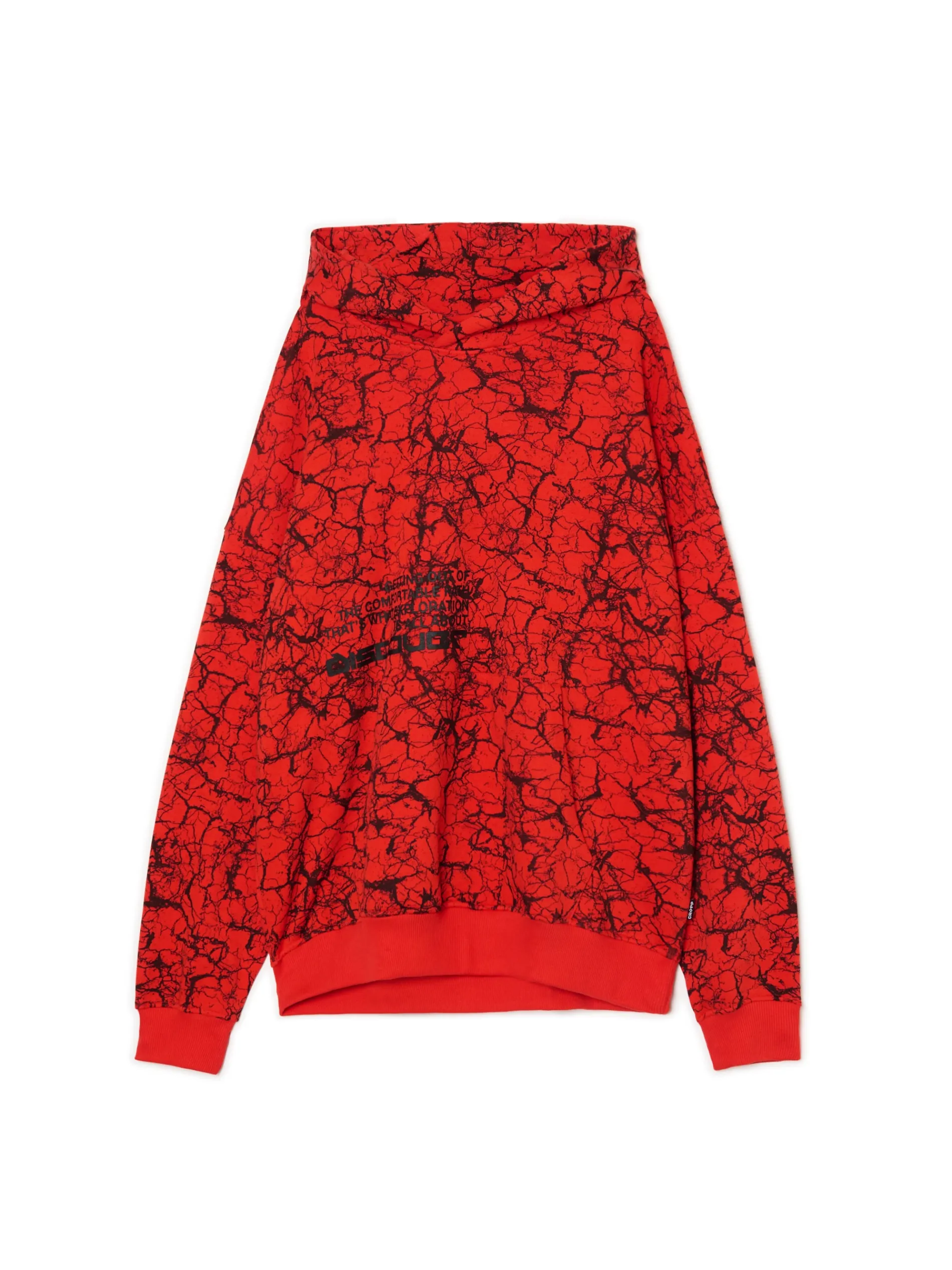 Cropp Bluzy*Czerwona bluza hoodie z nadrukiem all over