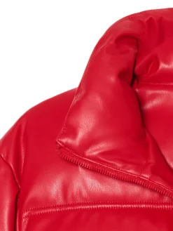 Cropp Kurtki, Płaszcze*Czerwona kurtka puffer z efektem skóry