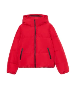 Cropp Kurtki, Płaszcze*Czerwona pikowana kurtka z kapturem