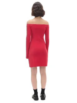 Cropp Sukienki, Kombinezony*Czerwona sukienka mini z rękawami flare