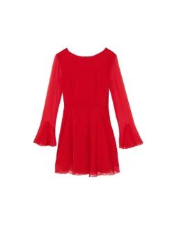 Cropp Sukienki, Kombinezony*Czerwona sukienka mini z falbanami