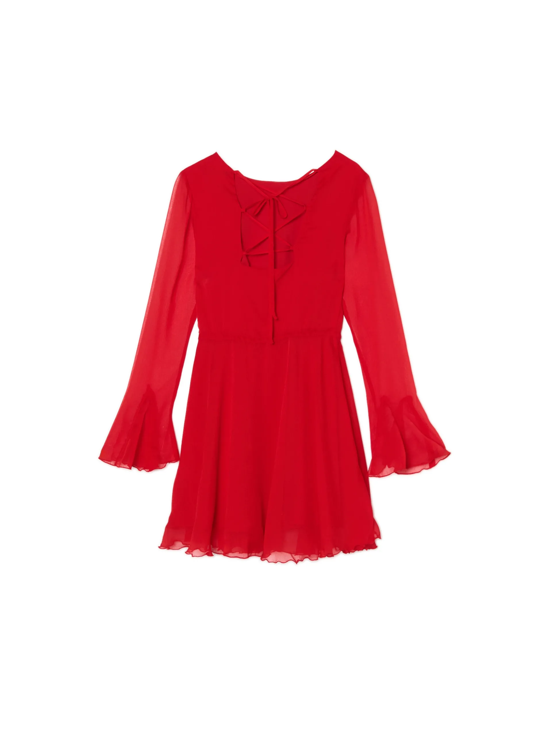 Cropp Sukienki, Kombinezony*Czerwona sukienka mini z falbanami