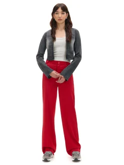 Cropp Spodnie*Czerwone spodnie z wysokim stanem