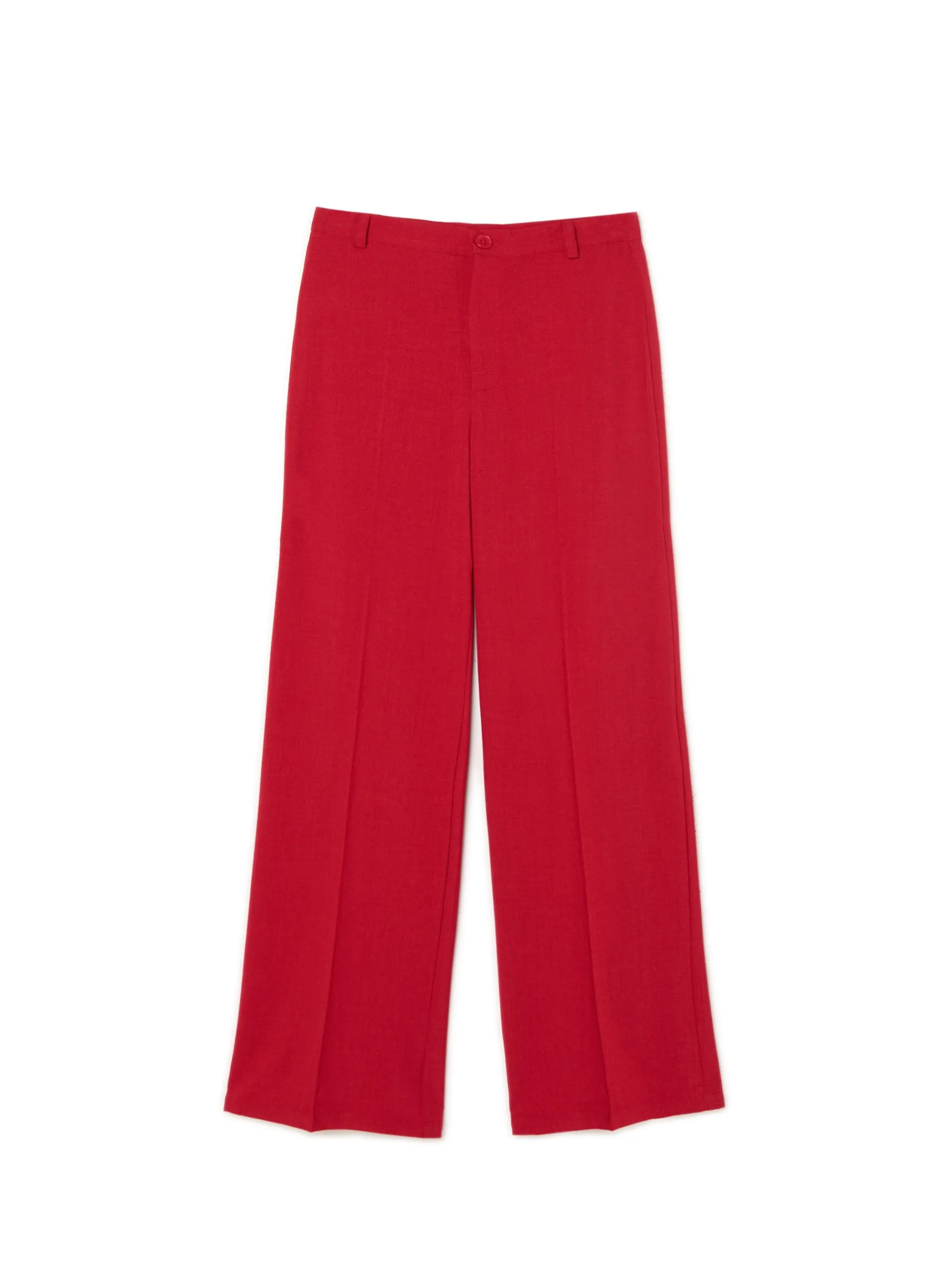 Cropp Spodnie*Czerwone spodnie z wysokim stanem