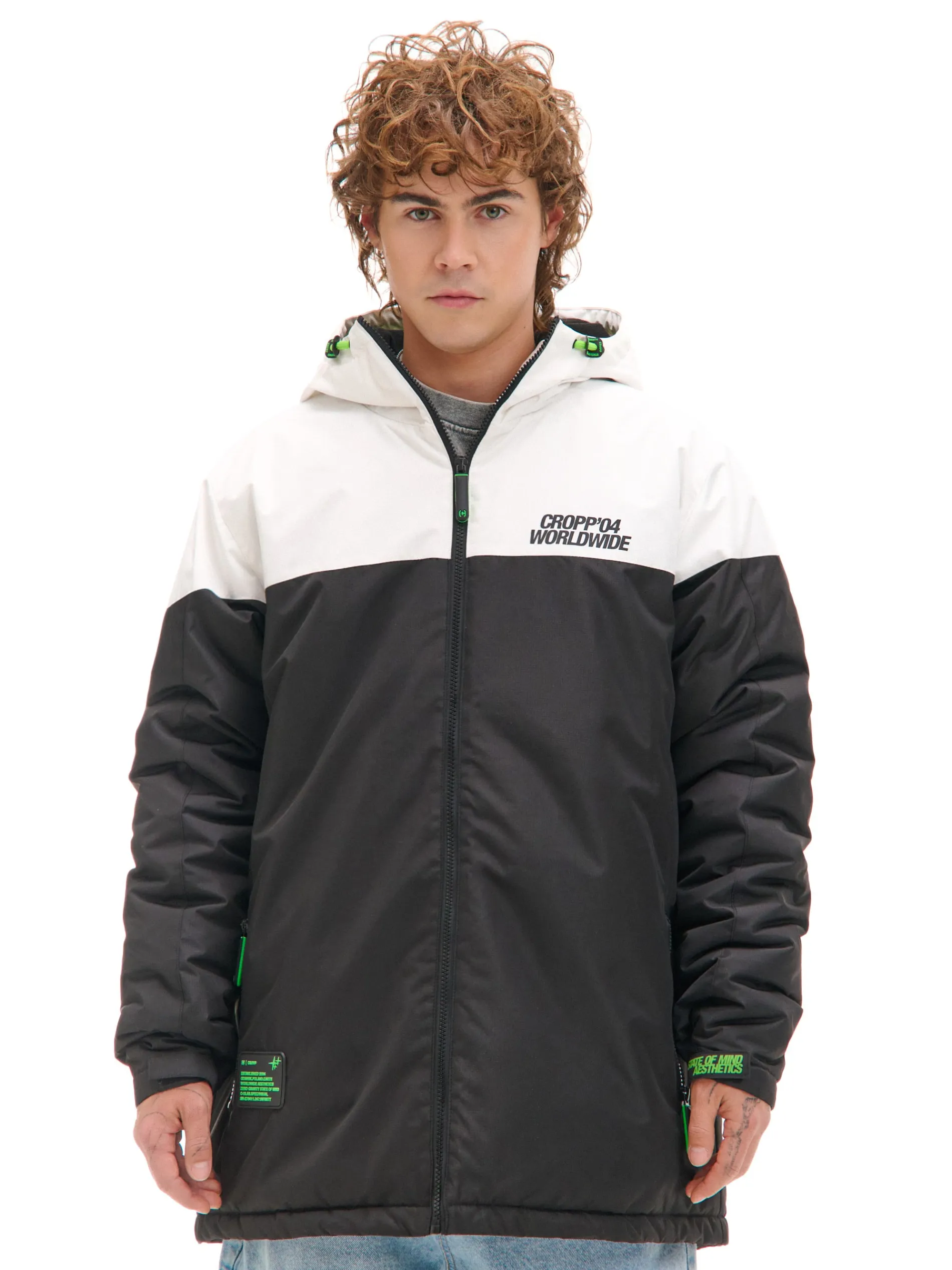 Cropp Kurtki Zimowe|Kurtki, Płaszcze*Dwukolorowa kurtka z kapturem