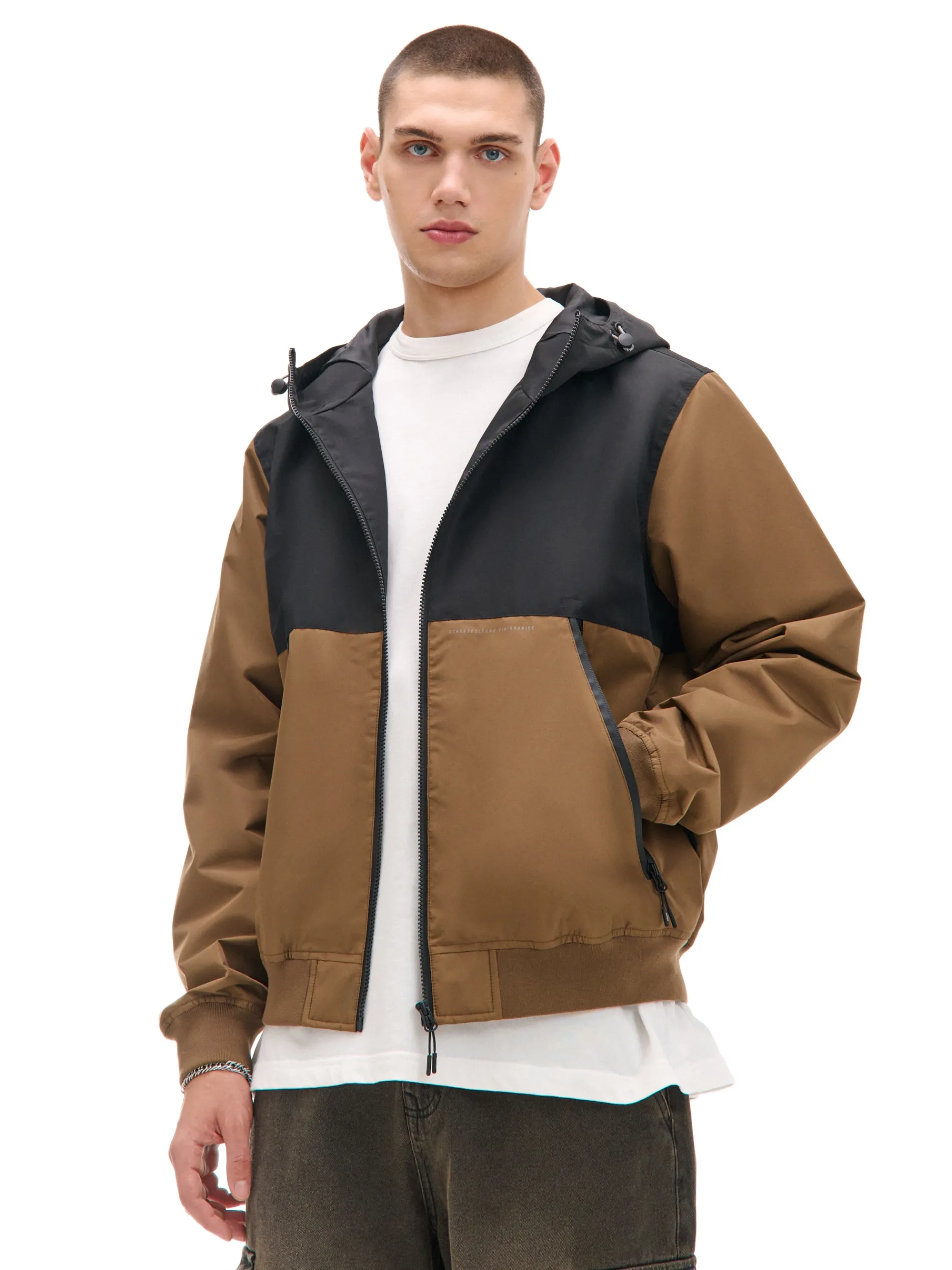 Cropp Kurtki, Płaszcze*Dwukolorowa lekka kurtka z kapturem