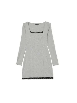 Cropp Sukienki, Kombinezony*Dzianinowa szara sukienka midi