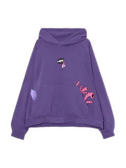 Cropp Bluzy*Fioletowa bluza z kapturem i nadrukami