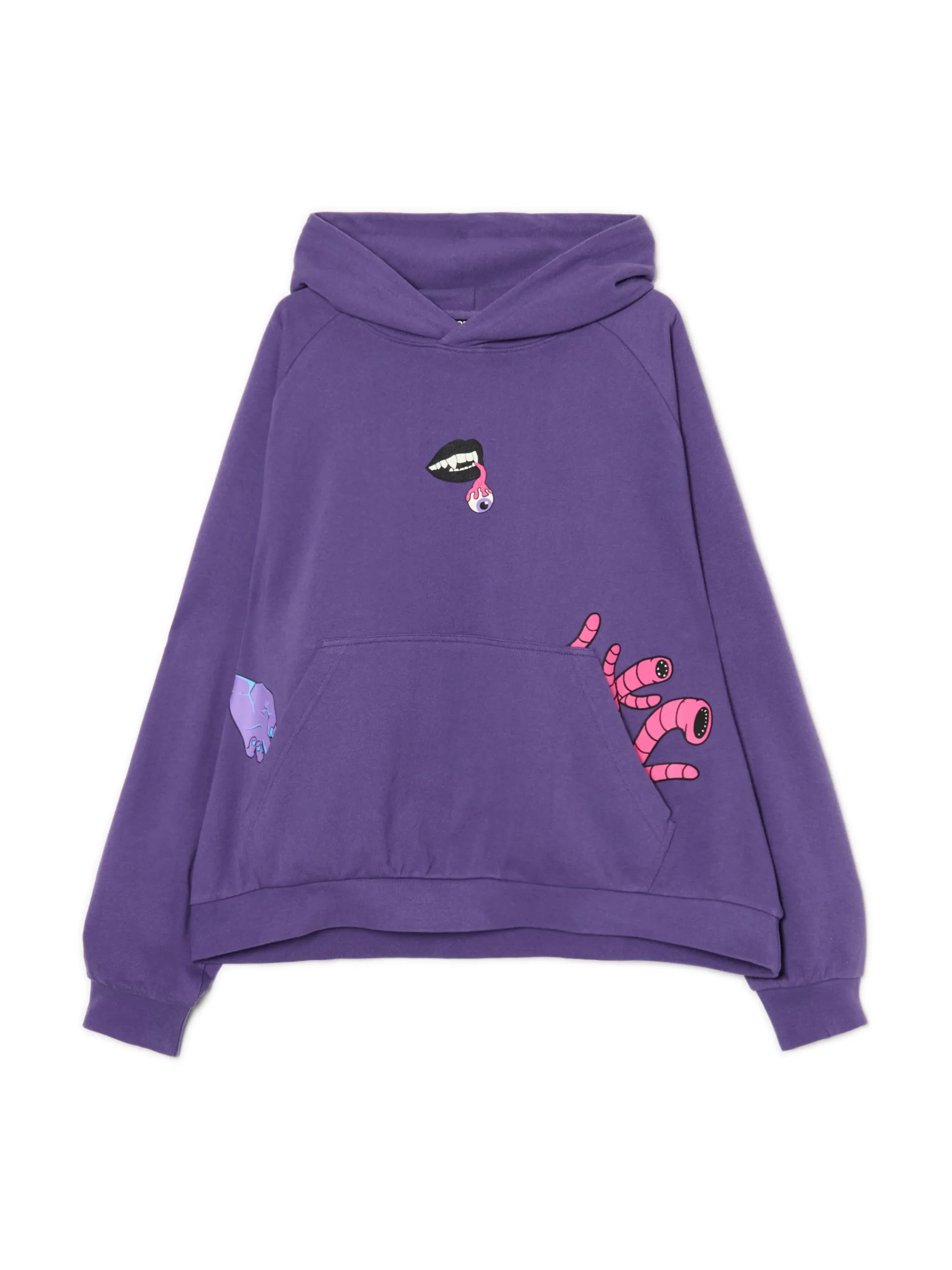 Cropp Bluzy*Fioletowa bluza z kapturem i nadrukami