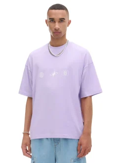 Cropp Koszulki*Fioletowa koszulka z nadrukiem