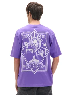 Cropp Koszulki*Fioletowa koszulka z nadrukiem Beetlejuice