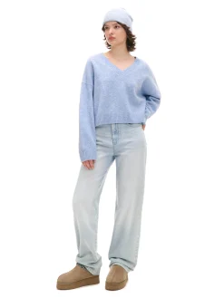 Cropp Swetry*Gładki jasnoniebieski sweter