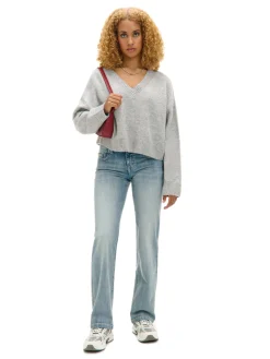 Cropp Swetry*Gładki jasnoszary sweter