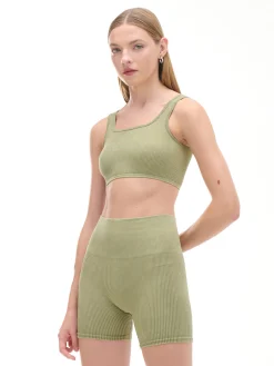 Cropp Koszulki, Topy*Gładki oliwkowy top