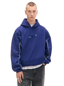 Cropp Bluzy*Granatowa bluza hoodie z naszywkami