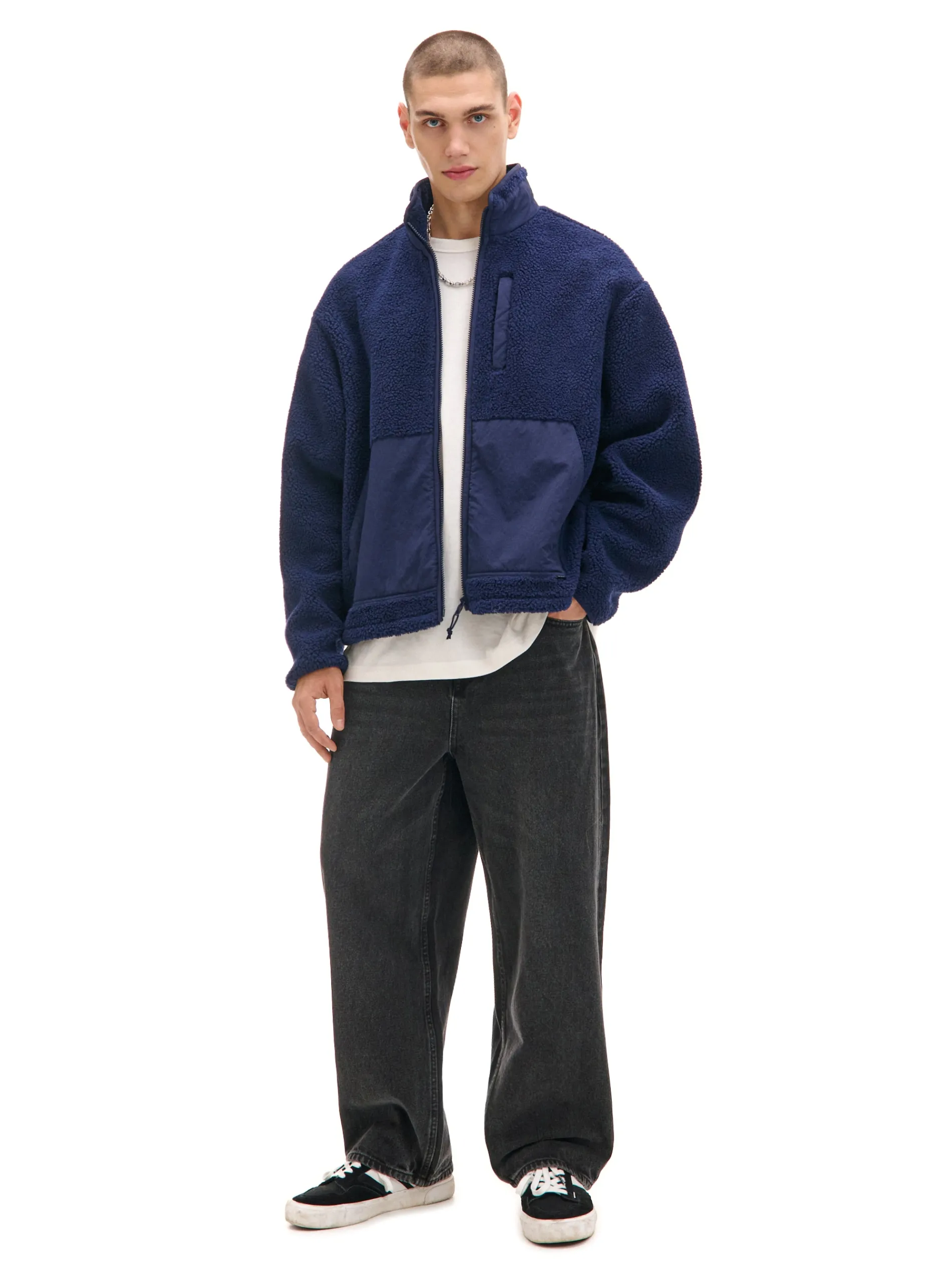 Cropp Bluzy*Granatowa bluza sherpa