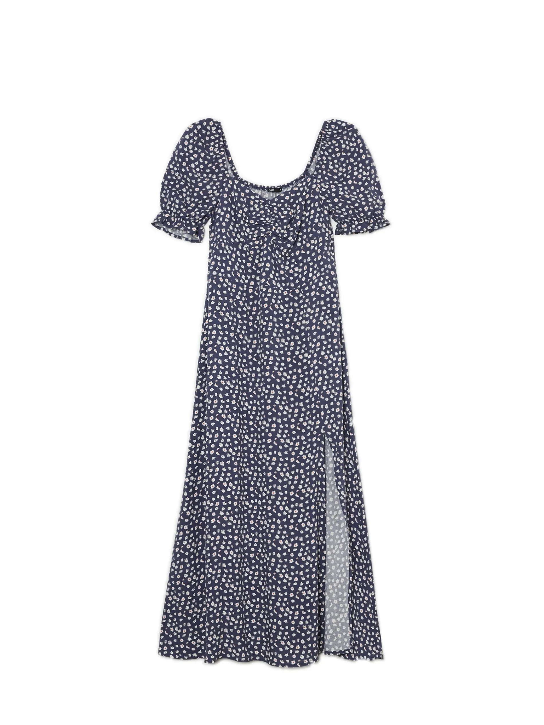 Cropp Sukienki, Kombinezony*Granatowa sukienka midi w stokrotki
