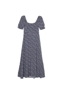 Cropp Sukienki, Kombinezony*Granatowa sukienka midi w stokrotki