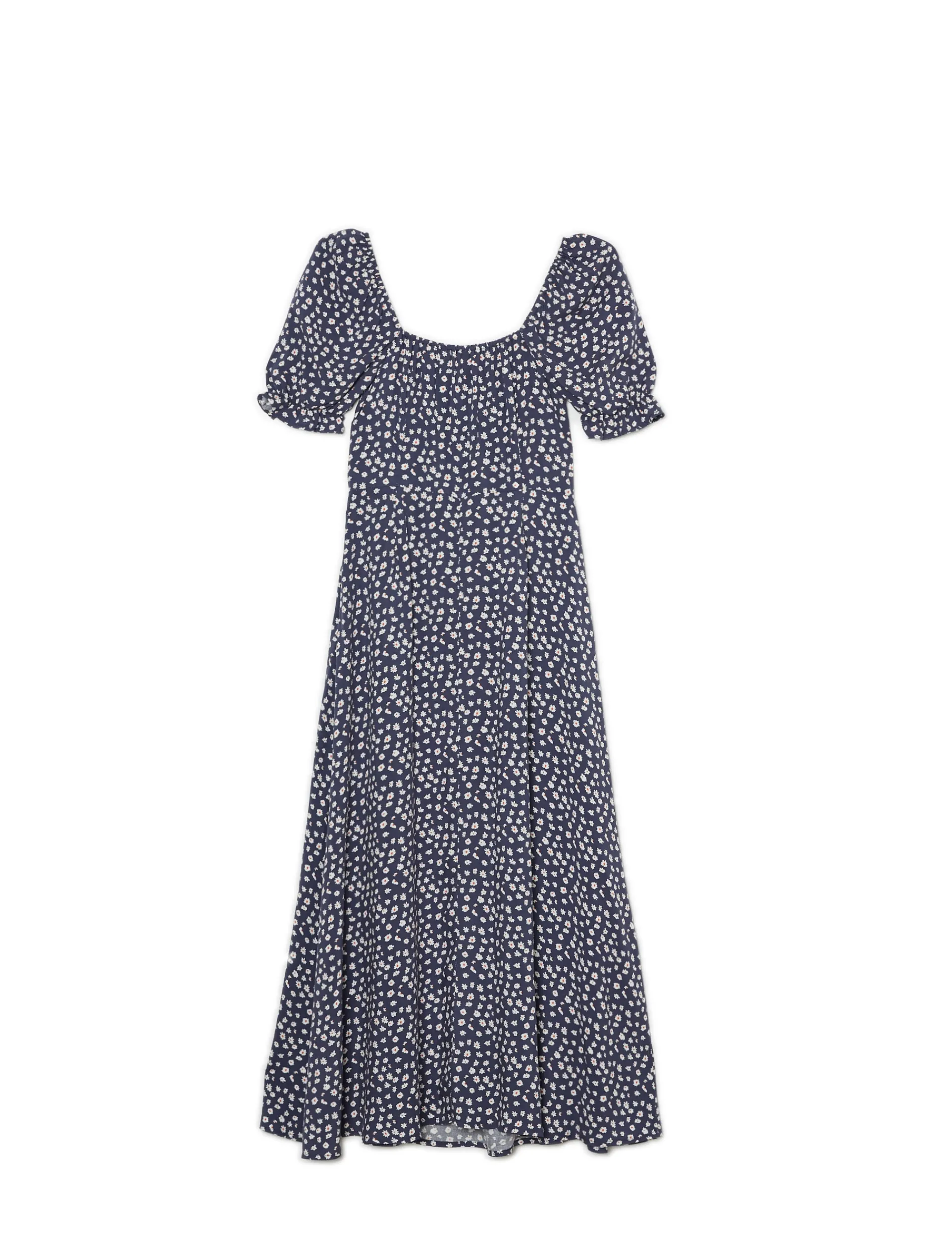 Cropp Sukienki, Kombinezony*Granatowa sukienka midi w stokrotki