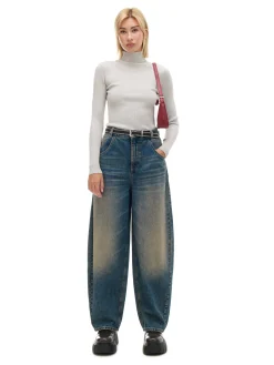 Cropp Jeansy*Granatowe jeansy skater z efektem sprania