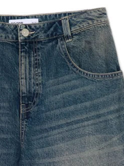 Cropp Jeansy*Granatowe jeansy skater z efektem sprania