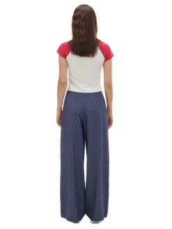 Cropp Spodnie*Granatowe spodnie tailoring w paski