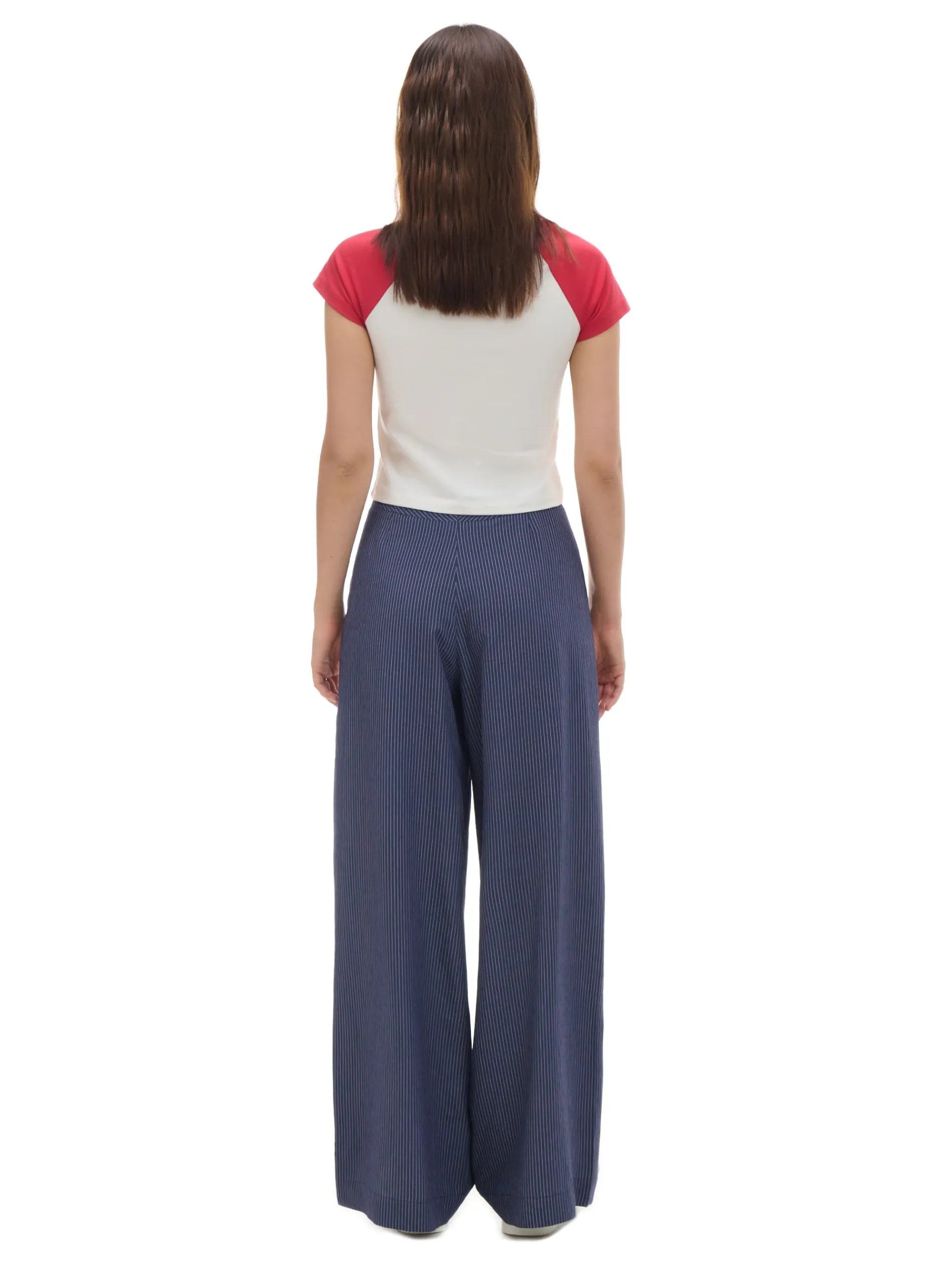 Cropp Spodnie*Granatowe spodnie tailoring w paski