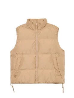 Cropp Kurtki, Płaszcze*Jasnobrązowa pikowana kamizelka z regulacją