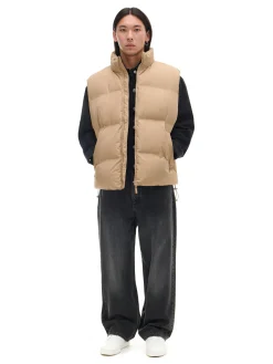 Cropp Kurtki, Płaszcze*Jasnobrązowa pikowana kamizelka z regulacją