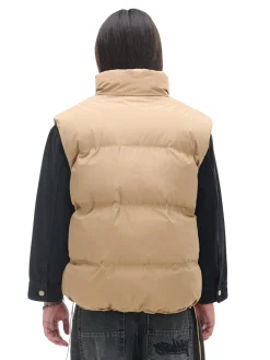 Cropp Kurtki, Płaszcze*Jasnobrązowa pikowana kamizelka z regulacją