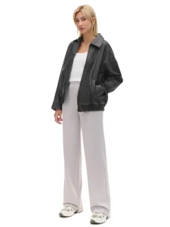 Cropp Spodnie*Jasnoszare spodnie z wysokim stanem