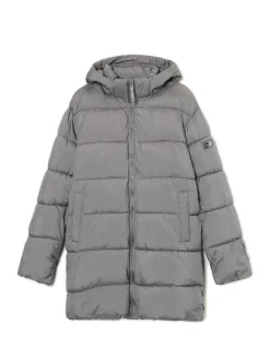 Cropp Kurtki Zimowe|Kurtki, Płaszcze*Jasnoszary pikowany płaszcz z kapturem