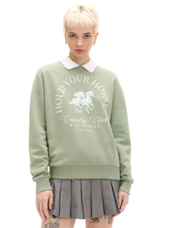 Cropp Bluzy*Jasnozielona bluza z kołnierzykiem