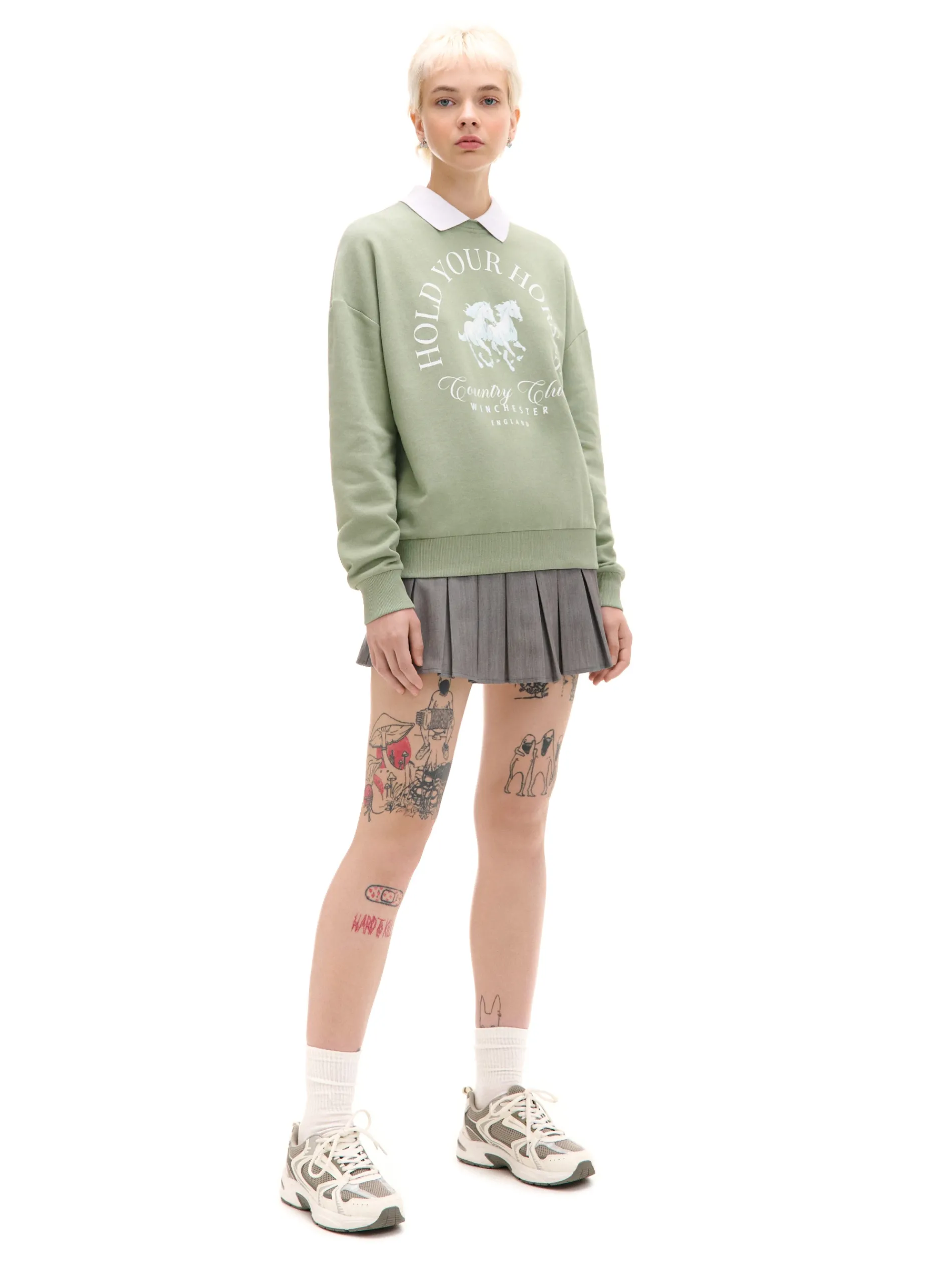 Cropp Bluzy*Jasnozielona bluza z kołnierzykiem