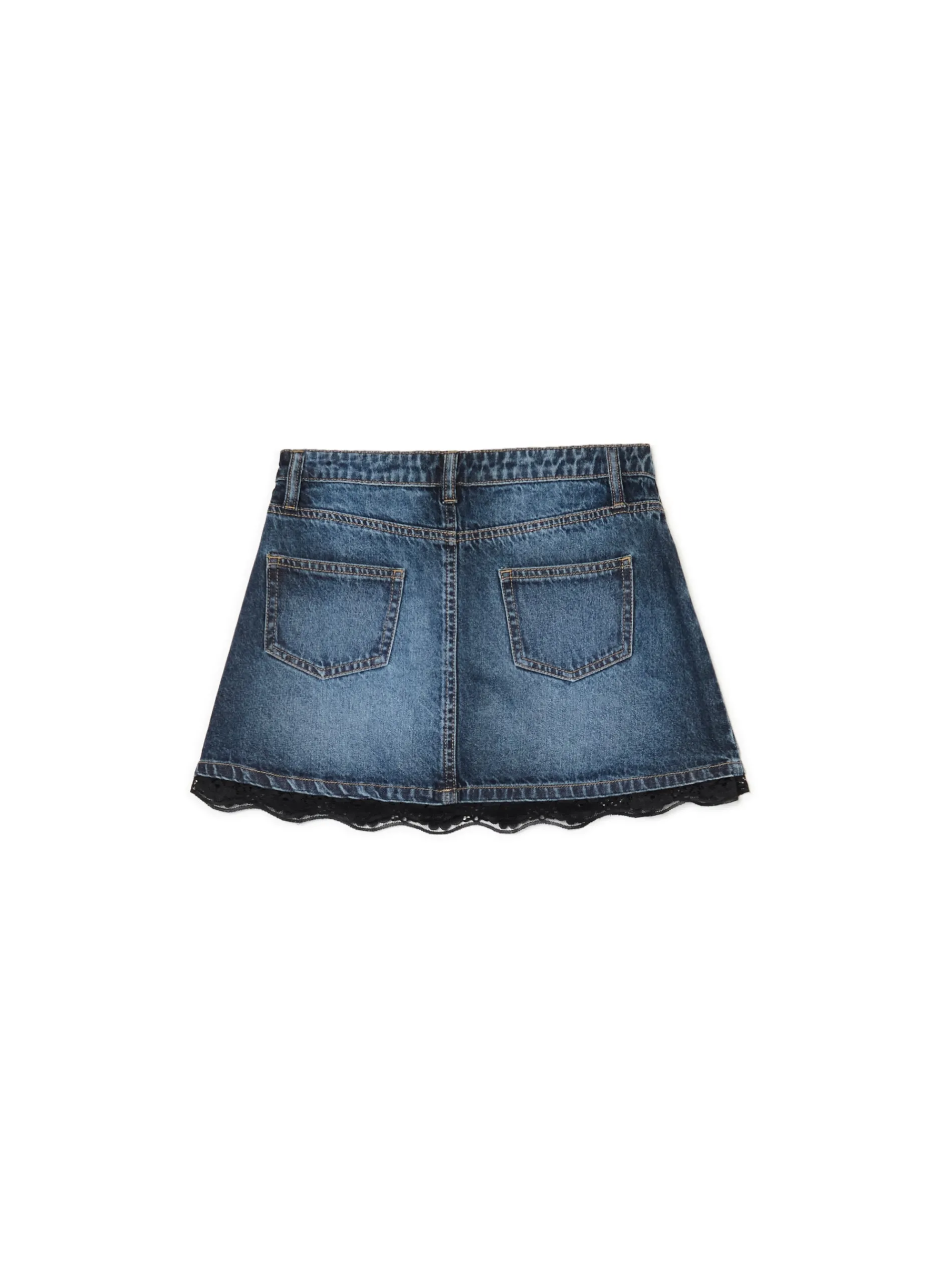 Cropp Spódnice*Jeansowa spódnica mini z koronką