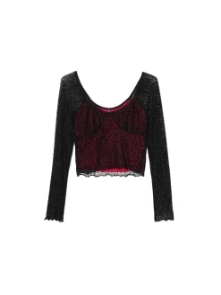 Cropp Koszulki, Topy*Koronkowa bluzka z dekoracyjnym wykończeniem