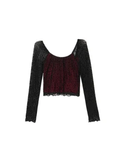 Cropp Koszulki, Topy*Koronkowa bluzka z dekoracyjnym wykończeniem