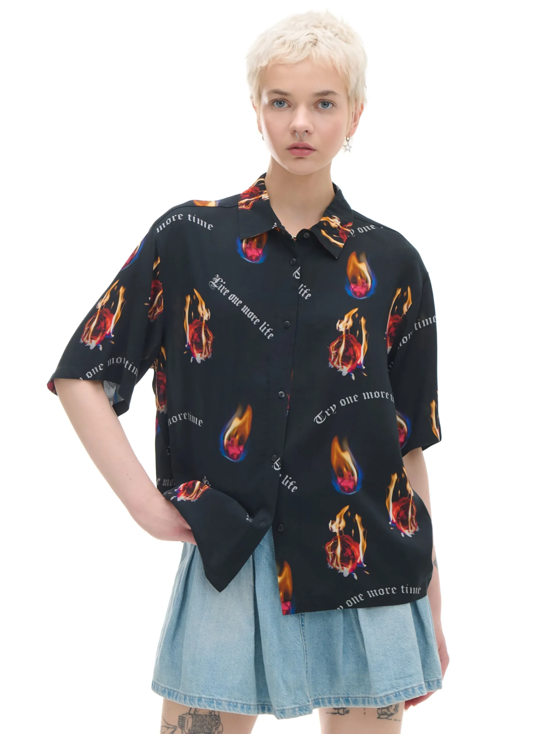 Cropp Koszule, Bluzki*Koszula z nadrukiem z różami