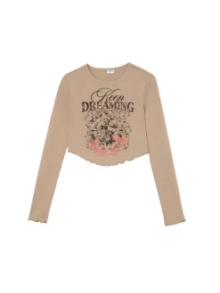 Cropp Koszulki, Topy*Koszulka longsleeve z marszczonym wykończeniem