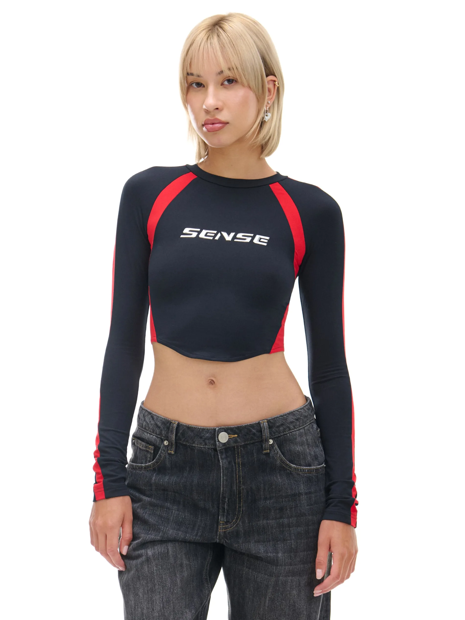 Cropp Koszulki, Topy*Koszulka longsleeve z racingowym nadrukiem