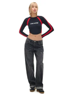 Cropp Koszulki, Topy*Koszulka longsleeve z racingowym nadrukiem