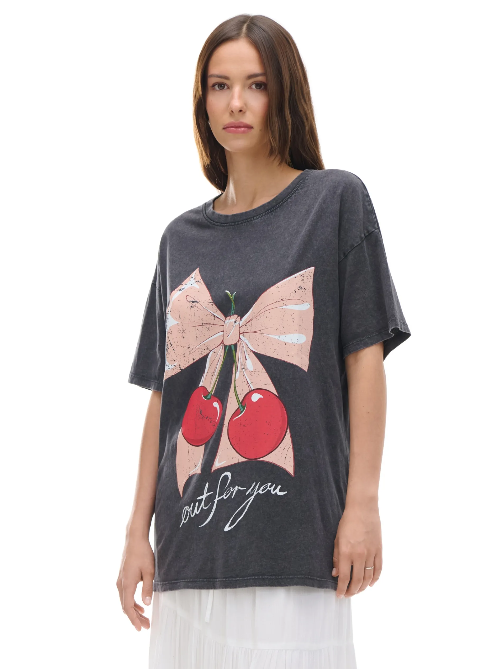 Cropp Koszulki, Topy*Koszulka oversize z motywem wiśni