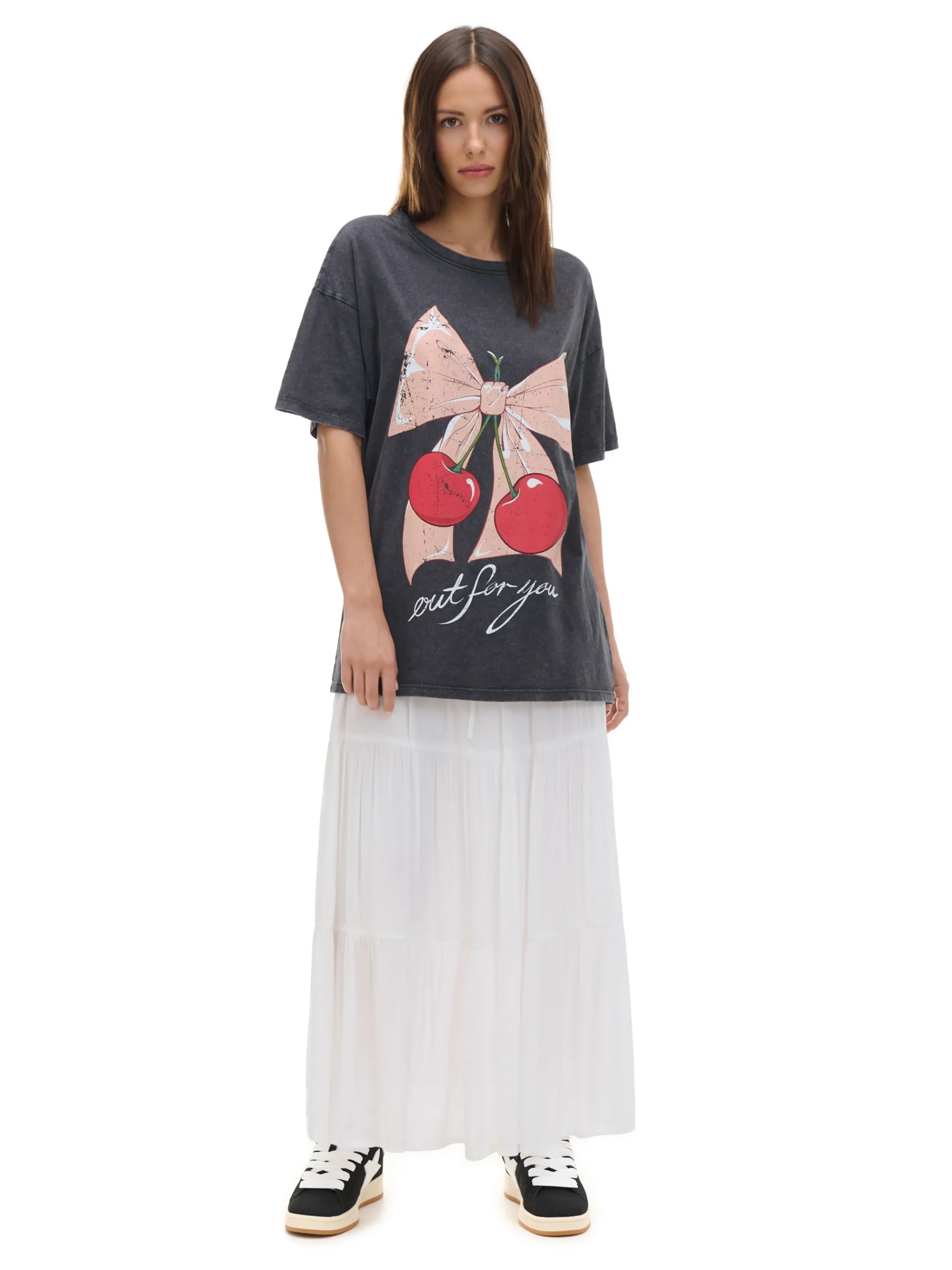 Cropp Koszulki, Topy*Koszulka oversize z motywem wiśni