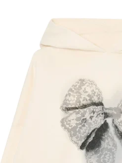 Cropp Bluzy*Kremowa bluza z kapturem i nadrukiem