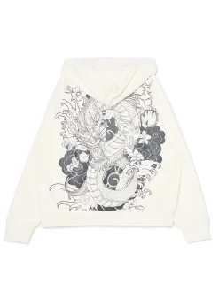 Cropp Bluzy*Kremowa bluza z motywem smoka