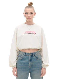 Cropp Koszule, Bluzki|Sety*Kremowa bluzka z nadrukiem i regulacją