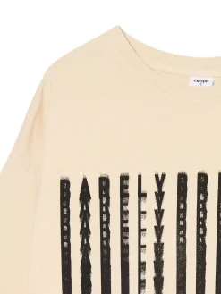 Cropp Koszulki, Topy*Kremowa koszulka oversize z nadrukiem