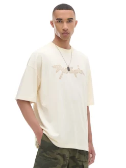 Cropp Koszulki*Kremowa koszulka z napisem