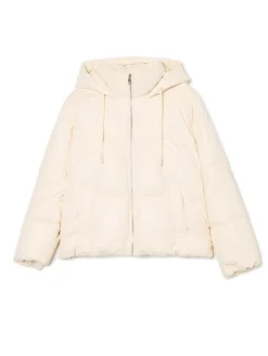 Cropp Kurtki, Płaszcze*Kremowa kurtka puffer z kapturem