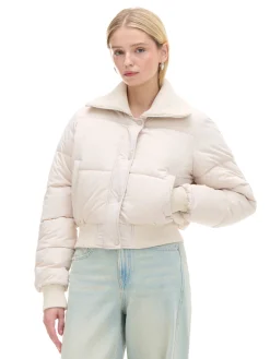 Cropp Kurtki, Płaszcze*Kremowa pikowana kurtka bomber